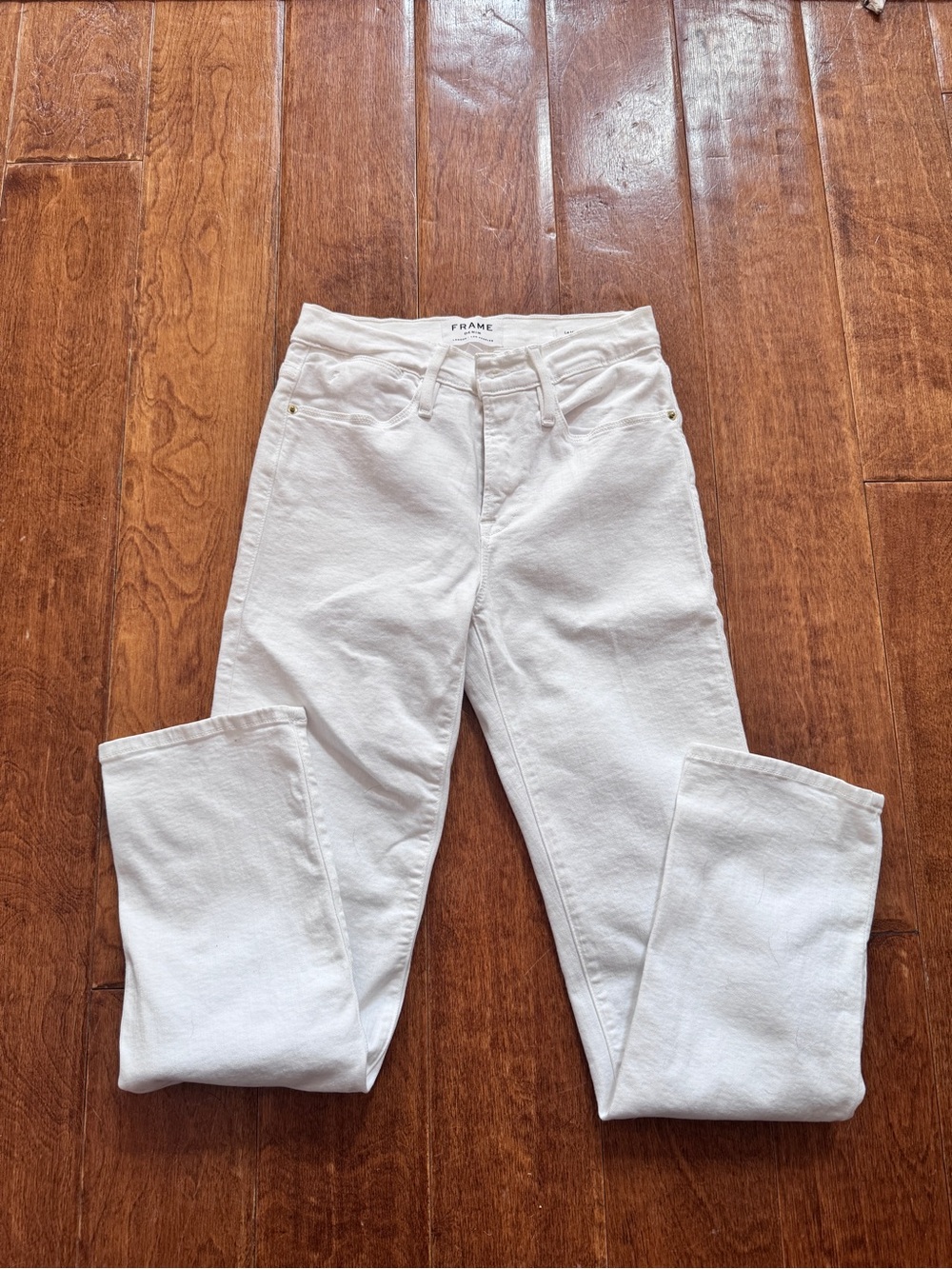 Frame Denim High Waist White Straight-Leg Women's Jeans